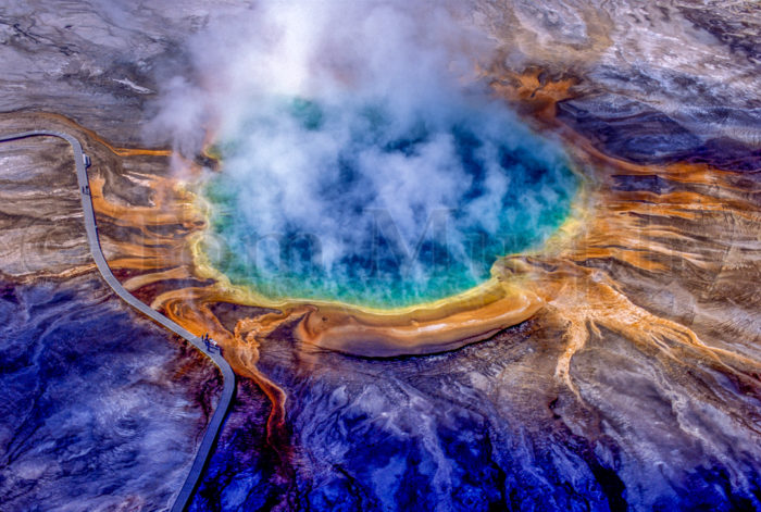 Grand Prismatic Spring Steam Aerial